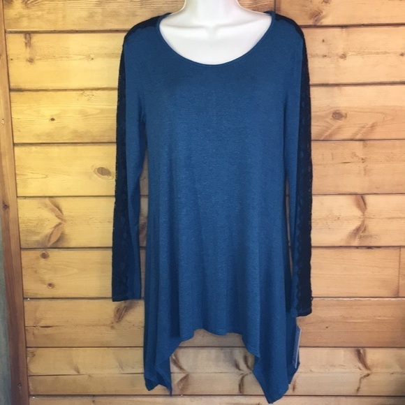 Apt 9 | Sharkbite Hem Lace Trim Tunic Teal XS - Picture 1 of 6